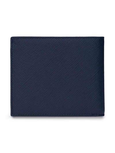 Prada Saffiano Bi-fold Wallet In Blue