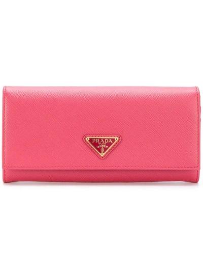 Prada Foldover Continental Wallet - Pink & Purple In Pink & Purple