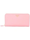 Prada Saffiano Leather Zip-around Wallet In F0442petalo