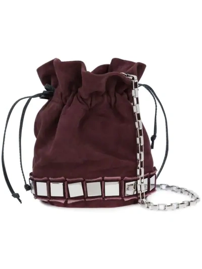 Tomasini Square Embellished Bucket Bag - Brown