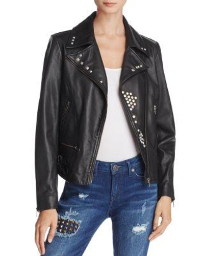 True Religion Studded Leather Jacket In Black
