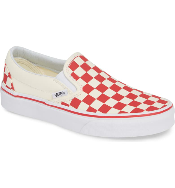 racing red slip on vans