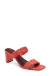 Staud Women's Frankie Ruched High Block Heel Slide Sandals In Scarlet