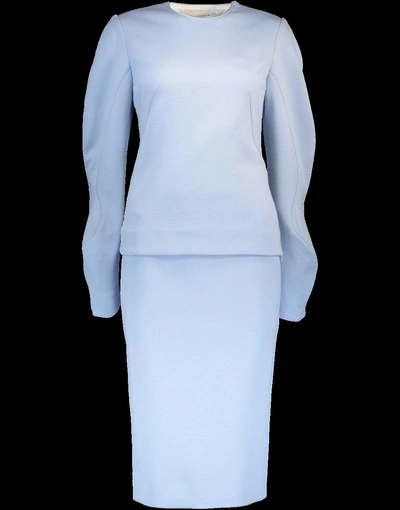 Victoria Beckham Drape Top With Pencil Skirt In Lt-blue