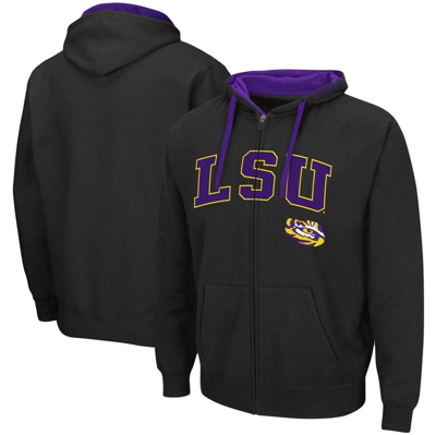 Colosseum Men's  Black Lsu Tigers Big And Tall Full-zip Hoodie