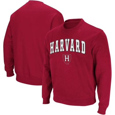 Colosseum Men's Crimson Harvard Crimson Team Arch Logo Tackle Twill Pullover Sweatshirt