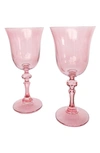 Estelle Colored Glass Set Of 2 Regal Goblets In Rose