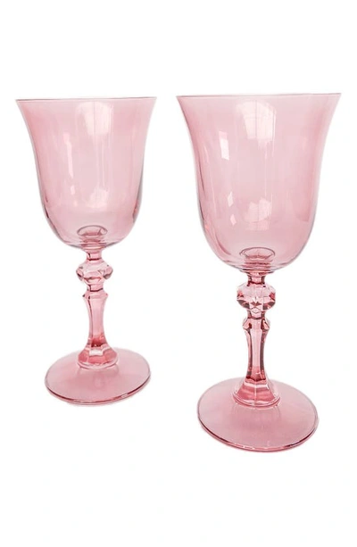 Estelle Colored Glass Set Of 2 Regal Goblets In Rose