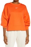 Nike Sportswear Essential Oversize Sweatshirt In Orange/ White