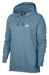 Nike Sportswear Essential Pullover Fleece Hoodie In Cerulean/ Heather/ White