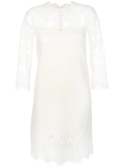 Ermanno Scervino Lace Panelled Dress In White