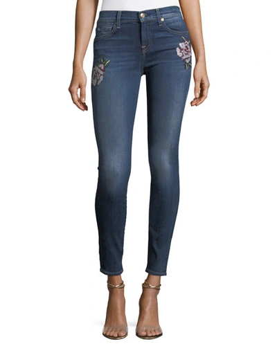 7 For All Mankind The Skinny Needle Point Patch Jeans In Liberty