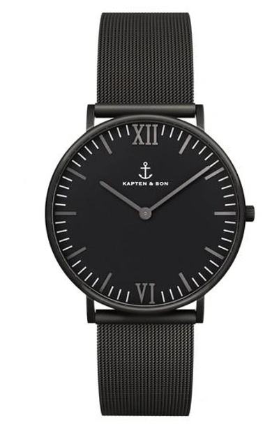 Kapten & Son Campus Mesh Strap Watch, 40mm In Black