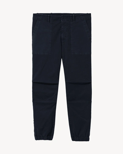 Nili Lotan Luna Cotton-linen Cropped Pants In Dark Navy