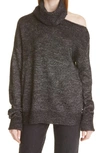 Paige Raundi Cutout Shoulder Sweater In Black W/ Silver