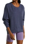 Zella Carey Crew High/low Sweatshirt In Navy Peacoat