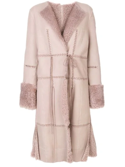 Alexander Mcqueen Reversible Shearling Coat In Pink