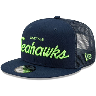New Era Men's College Navy Seattle Seahawks Script Trucker 9fifty ...