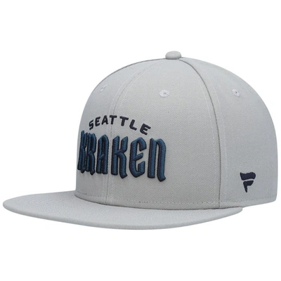 Fanatics Branded Gray Seattle Kraken Wordmark Logo Snapback Hat