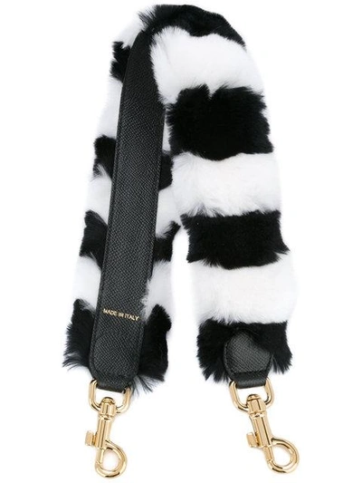 Dolce & Gabbana Striped Fur Mini Bag Strap In Black