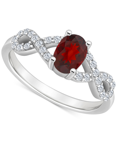 Macy's Rhodolite Garnet (1 Ct. T.w.) & White Topaz (1/4 Ct. T.w.) Twist Ring In Sterling Silver (also In Ci