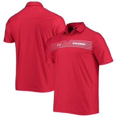 Under Armour Men's Red Wisconsin Badgers Sideline Chest Stripe Performance Polo Shirt