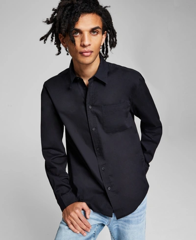 And Now This Men's Poplin Long-sleeve Button-up Shirt In Black