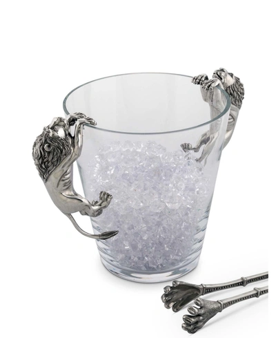 Vagabond House Glass Ice, Wine, Champagne Bucket With Pewter Lion Handles