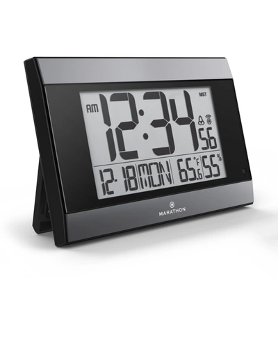 Marathon Atomic Wall Clock With Auto Back Light Feature, Calendar, Temperature, Humidity In Gray