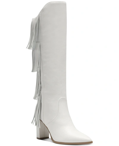 Inc International Concepts Yomesa Fringe Boots, Created For Macy's Women's Shoes In White Leather