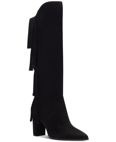 Inc International Concepts Yomesa Fringe Boots, Created For Macy's Women's Shoes In Black Mc