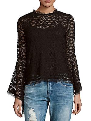 Endless Rose Lace Bell Sleeve Top In Black | ModeSens