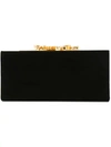 Jimmy Choo Logo Clasp Suede Clutch In Black