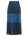 Partow Jade Striped Pleated Crochet-knit Cotton-blend Midi Skirt In Sky Bl/aegean Bl