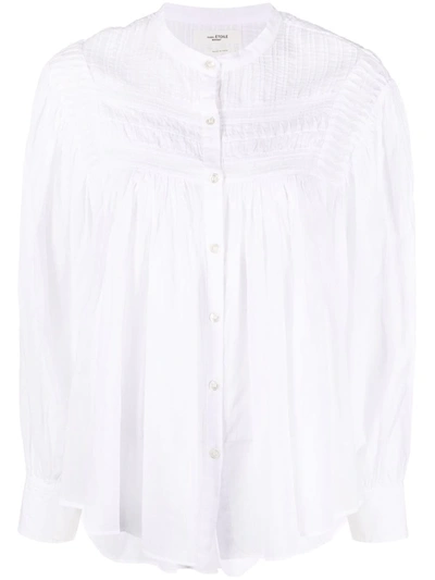 Isabel Marant Étoile Band-collar Long-sleeve Blouse In White