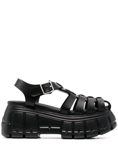 Miu Miu Rubber Sandals With Oversized Sole In Black
