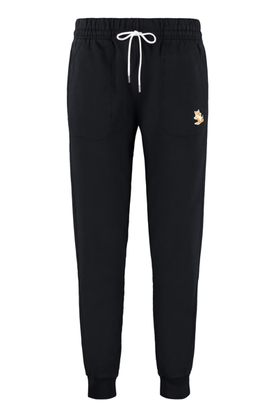 Maison Kitsuné Fox Motif Drawstring Track Pants In Black