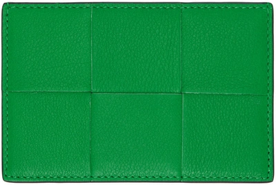 Bottega Veneta Intrecciato-woven Brand-debossed Leather Card Holder In Green