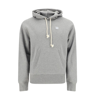 Acne Studios Face-patch Organic Cotton Hoodie In Grey