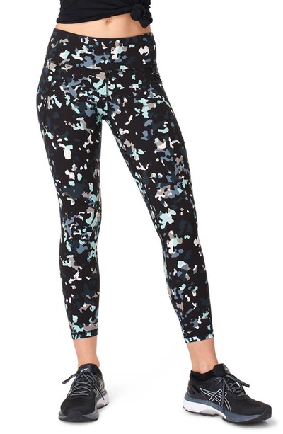 Sweaty Betty Power Pocket Workout 7/8 Leggings In Blue Lagoon Camo