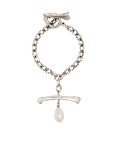 Claire English Nassau Pearl Pendant Bracelet In Silver