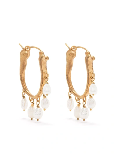 Claire English Corsair Pearl Hoop Earrings In Gold