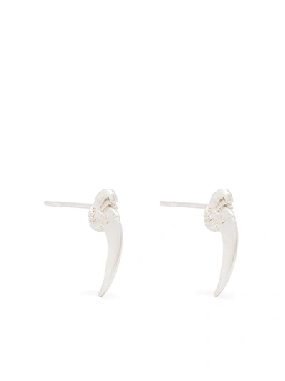 Claire English Scrimshaw Stud Earrings In Silver