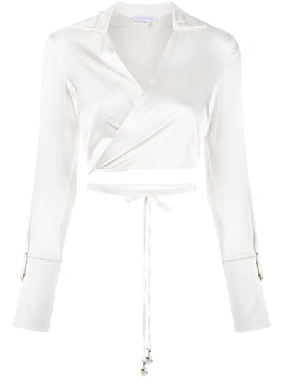 Patrizia Pepe Cropped Wraparound Shirt In White