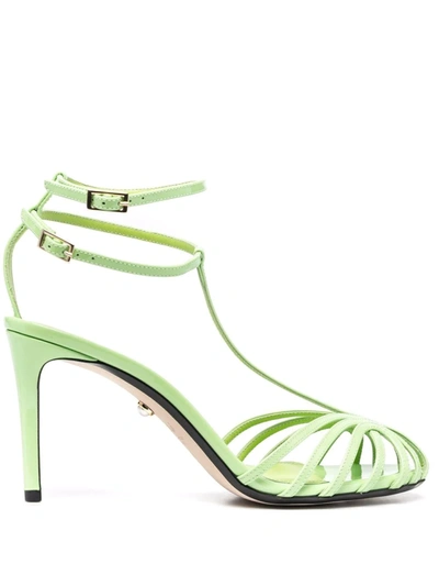 Alevì Anna 080 Sandals In Green Patent Leather