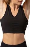Threads 4 Thought Maliha Twist Back Sports Bra In Jet Black