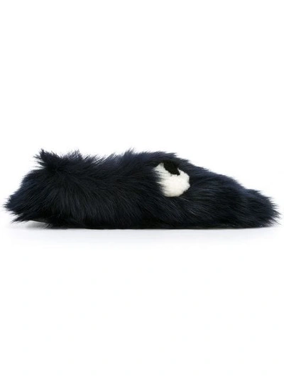 Anya Hindmarch Eyes Shearling Slipper Shoes In Blue