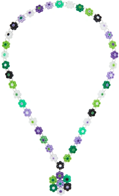 Anna Sui Ssense Exclusive Multicolor Daisy Chains Pendant Necklace In Green Apple Multi