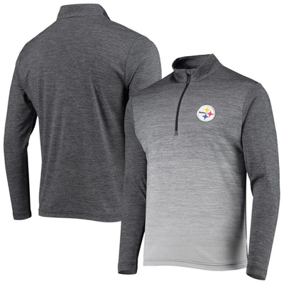 Antigua Men's Black, Heathered Gray Pittsburgh Steelers Cycle Quarter-zip Jacket In Black,heathered Gray