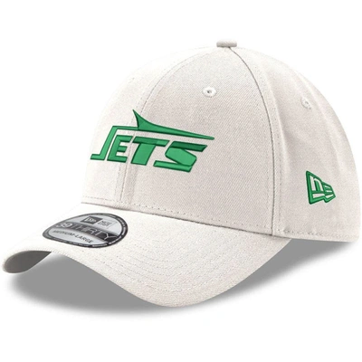 New Era Men's  White New York Jets Throwback Wordmark Iced Ii 39thirty Flex Hat
